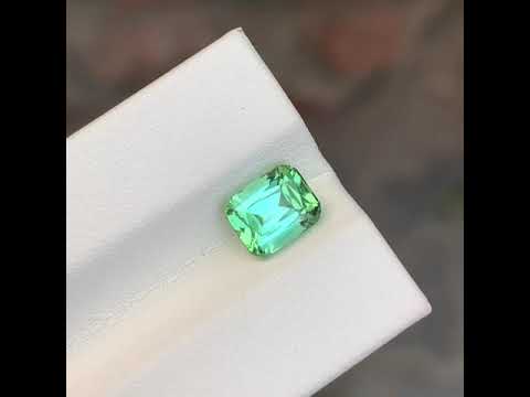 1.65 Carats Mint Green Tourmaline Stone Cushion Cut Afghan Gemstone